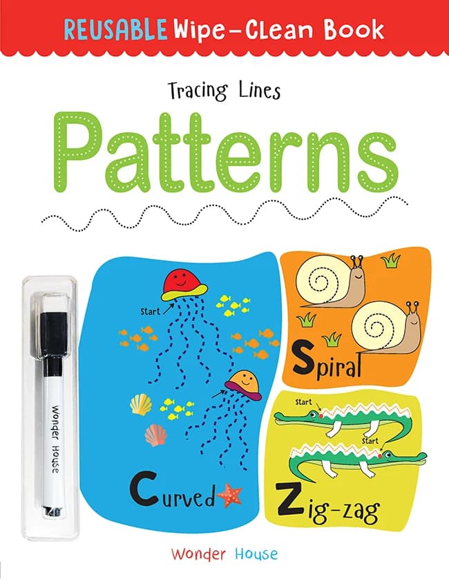 Reusable Wipe And Clean Book Tracing - Lines Patterns :