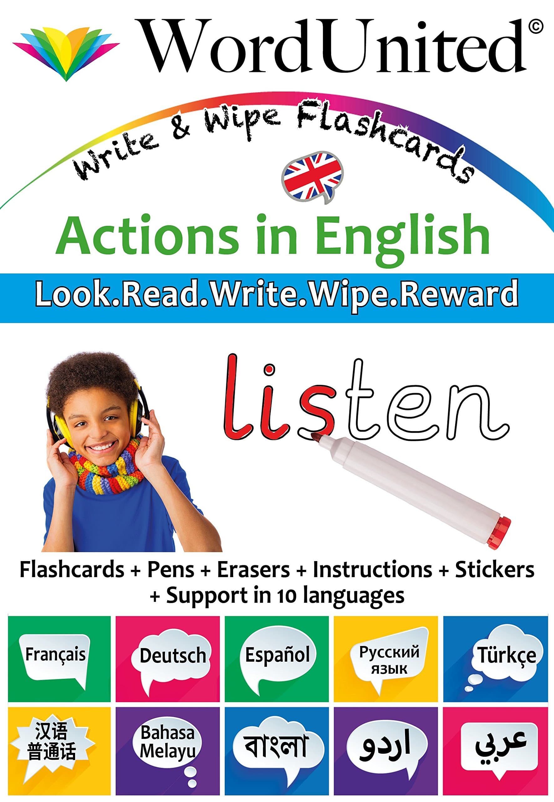 Actions In English - Write & Wipe Flash Cards — image 1